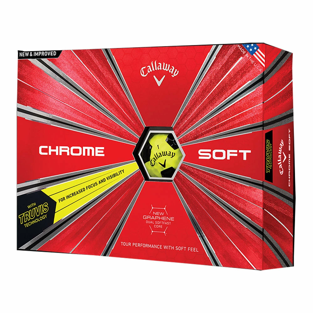 Callaway Chrome Soft Truvis Yellow Golf Balls - Dozen 3 Callaway Chrome Soft Truvis Yellow Golf Balls - Dozen