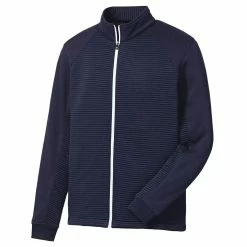 FootJoy Ribbed Sweater Fleece Mens Golf Jacket 9 FootJoy Ribbed Sweater Fleece Mens Golf Jacket -Clubs Shop 11980 NAVYWHITE
