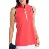 Kinona Rouched And Ready Watermelon Red Womens Sleeveless Golf Polo -Clubs Shop 19681 WATERMLNRED
