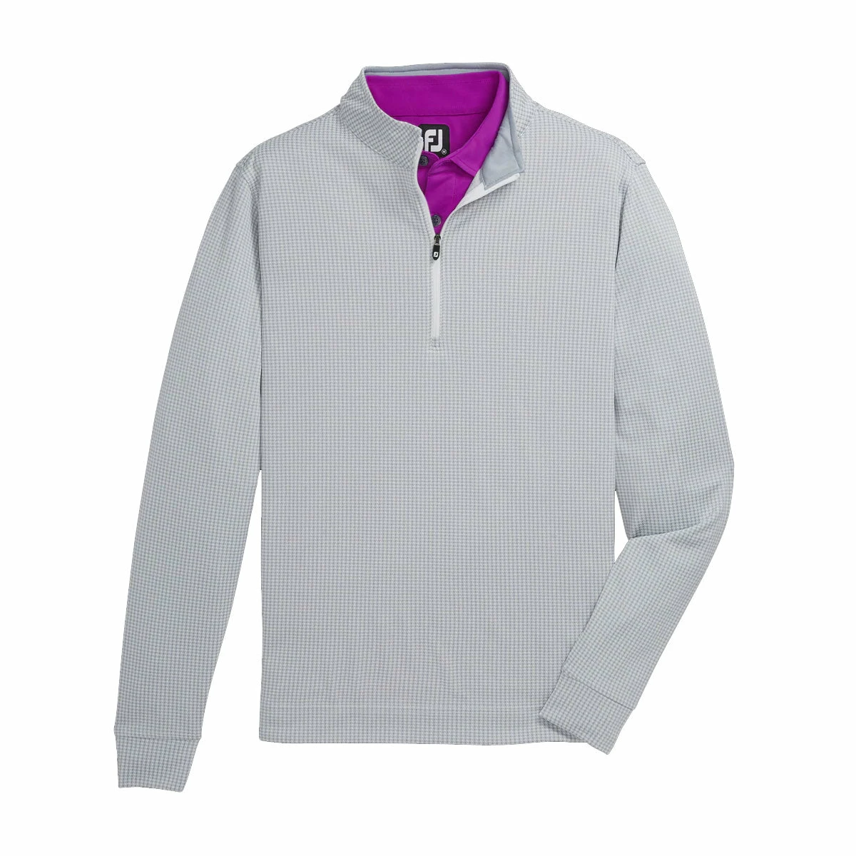 FootJoy Houndstooth Jacquard Grey Mens Golf 1/4 Zip Pullover 3 FootJoy Houndstooth Jacquard Grey Mens Golf 1/4 Zip Pullover