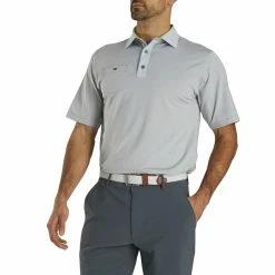FootJoy Lisle Solid With Pinstripe Heather Grey Mens Golf Polo
