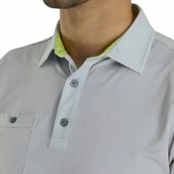FootJoy Lisle Solid With Pinstripe Heather Grey Mens Golf Polo -Clubs Shop 21001 HEATHERGREY 2