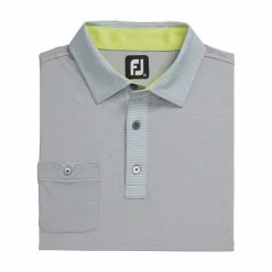 FootJoy Lisle Solid With Pinstripe Heather Grey Mens Golf Polo -Clubs Shop 21001 HEATHERGREY 3
