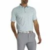 FootJoy Athletic Fit Lisle Golf Print Ice Blue Mens Golf Polo