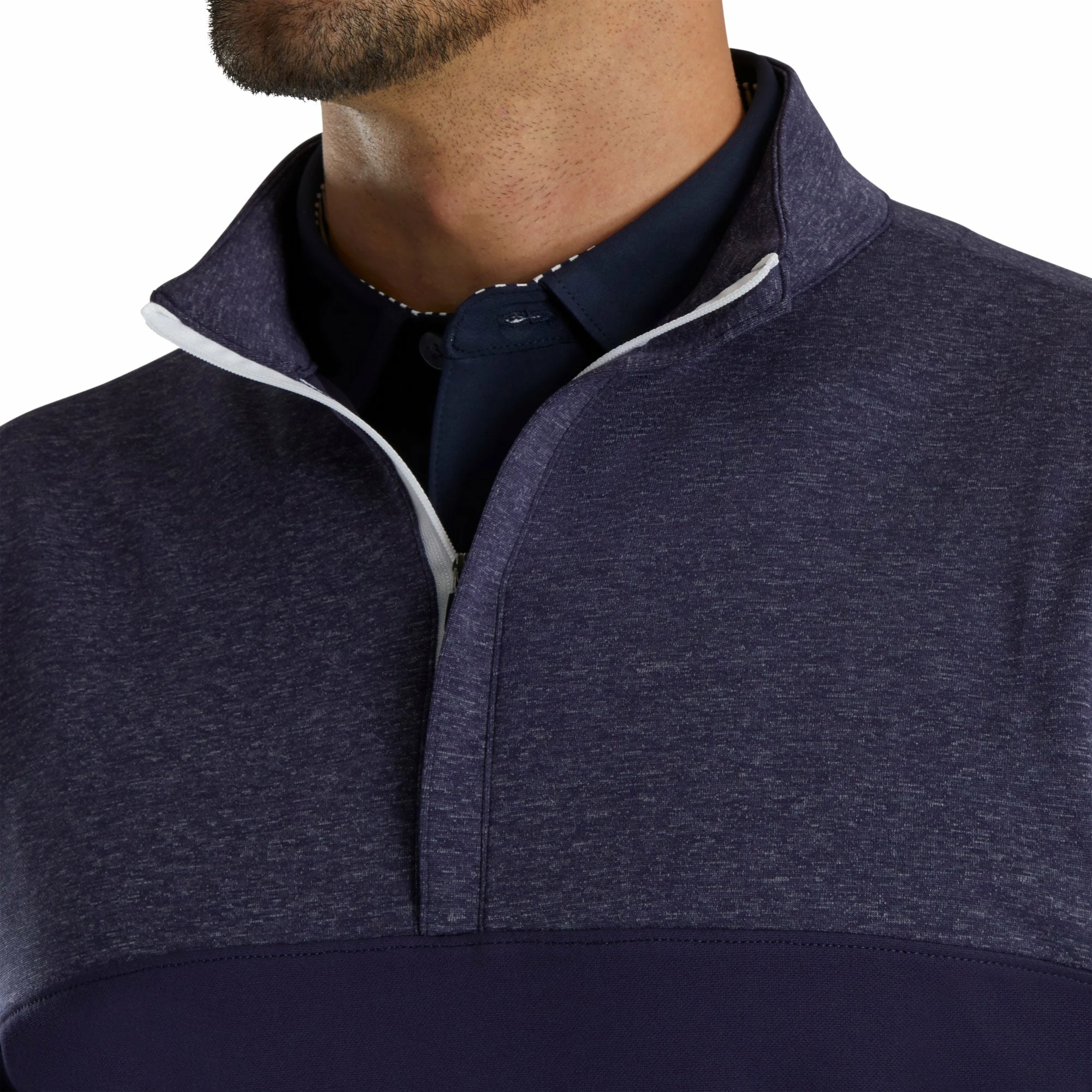 FootJoy Heather Yoke Navy Mens Golf 1/2 Zip 5 FootJoy Heather Yoke Navy Mens Golf 1/2 Zip - Image 3