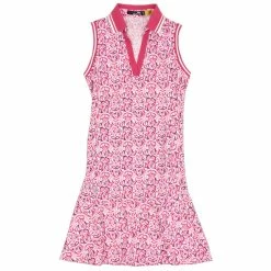 Polo Ralph Lauren RLX Ralph Lauren Printed V-Neck Knit Bright Pink Fish Womens Golf Dress