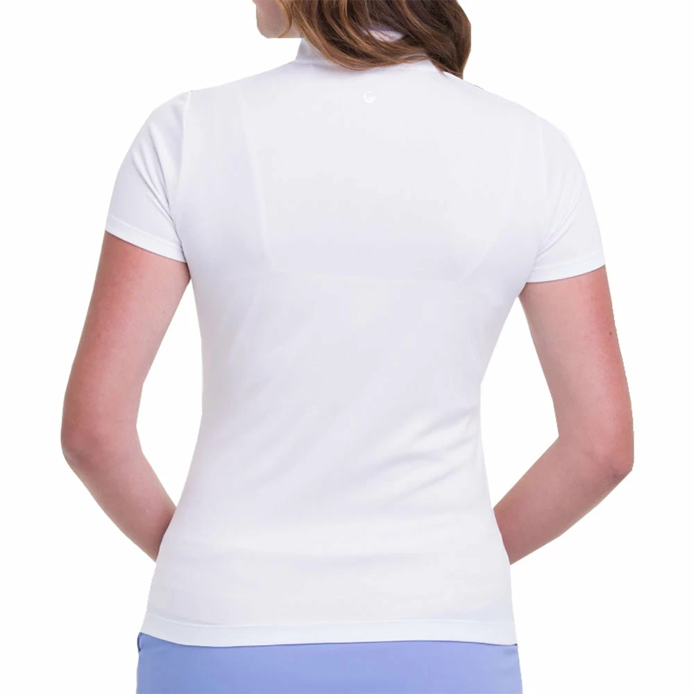 EP NY EP New York Split Mock Print White Multi Womens Short Sleeve Golf Polo 4 EP NY EP New York Split Mock Print White Multi Womens Short Sleeve Golf Polo - Image 2