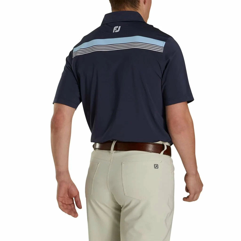 FootJoy Athletic Fit Lisle Engineered ChestBand Self Collar Navy Mens Golf Polo 4 FootJoy Athletic Fit Lisle Engineered ChestBand Self Collar Navy Mens Golf Polo - Image 2