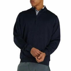 FootJoy Drop Needle Half Zip Navy Mens Golf Pullover