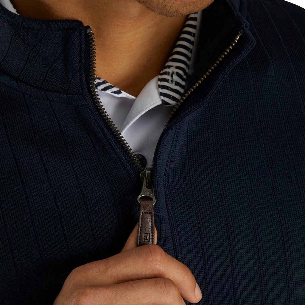 FootJoy Drop Needle Half Zip Navy Mens Golf Pullover 5 FootJoy Drop Needle Half Zip Navy Mens Golf Pullover - Image 3