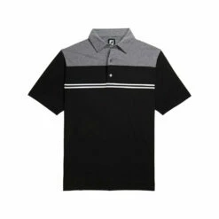 FootJoy Heather Color Block Lisle Self Collar Black Mens Golf Polo -Clubs Shop 11985 3