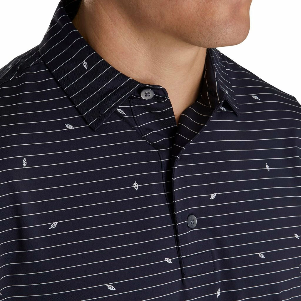 FootJoy Athletic Fit Lisle Stripe Self Collar Navy Stripe Mens Golf Polo 5 FootJoy Athletic Fit Lisle Stripe Self Collar Navy Stripe Mens Golf Polo - Image 3