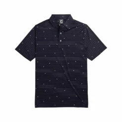 FootJoy Athletic Fit Lisle Stripe Self Collar Navy Stripe Mens Golf Polo 9 FootJoy Athletic Fit Lisle Stripe Self Collar Navy Stripe Mens Golf Polo -Clubs Shop 13489 3