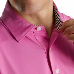 FootJoy Solid Lisle Self Collar Pink Mens Golf Polo -Clubs Shop 13491 2