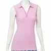 EP NY Bora Bora Snakeskin Laser Trim Womens Sleeveless Golf Polo -Clubs Shop 13908 6072PINKSANDS