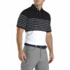 FootJoy Lisle Engineered Stripe Mens Golf Polo -Clubs Shop 17788 BLACKWHITE