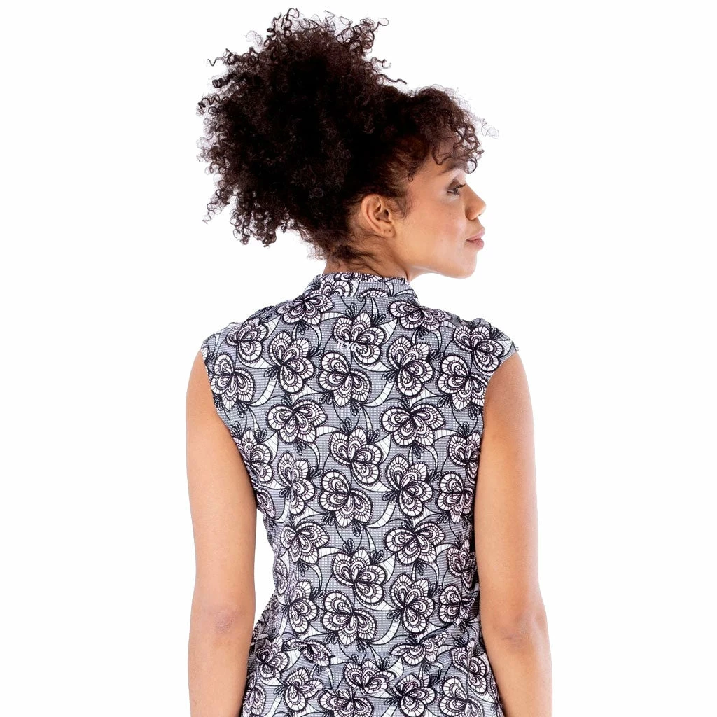 NVO Lilith Mock Black Womens Sleeveless Golf Polo 4 NVO Lilith Mock Black Womens Sleeveless Golf Polo - Image 2