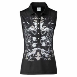 Daily Sports Tabby Black Womens Sleeveless Golf Polo