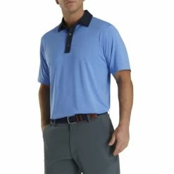 FootJoy Lisle Multidot Print Self Collar Mens Golf Polo -Clubs Shop 20232 LAGOONNVYWHT