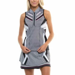 Lucky In Love Kinetic Energy Zip Black Womens Golf Tank Top