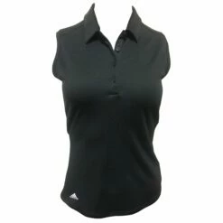 Adidas Golf Adidas Advantage Black Womens Sleeveless Golf Polo