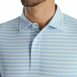 FootJoy ProDry Lisle 2-Color Stripe Sky Mens Golf Polo -Clubs Shop 21647 SKYMINT 2