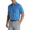 FootJoy Stretch Lisle Pinstripe French Blue Mens Golf Polo -Clubs Shop 21656 FRBLUHPNKWT