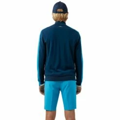 J.Lindeberg J. Lindeberg Avi Windbreaker Majolica Blue Mens Golf Sweater -Clubs Shop 22543 MAJOLCABLO363 1