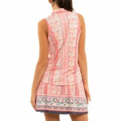 Lucky In Love Flower Patch Melon Womens Sleeveless Golf Polo -Clubs Shop 23169 MELON652 2