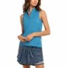 Lucky In Love Oceana Aegean Blue Womens Sleeveless Golf Polo -Clubs Shop 23654 AEGEANBLUE471