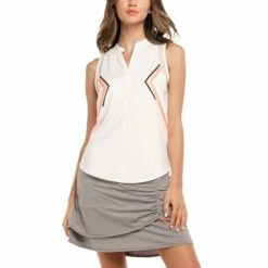 Lucky In Love All The Stripe Angles White Womens Golf Polo