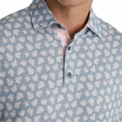 FootJoy Shadow Palm Print Lisle Graphite Mens Golf Polo -Clubs Shop 24740 GRAPHQRTZPINK 2