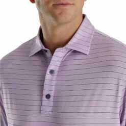 FootJoy Triple Pinstripe Lisle Lavender Mens Golf Polo -Clubs Shop 24746 LAVENDER 2
