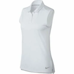 Nike Dri Fit Solid Womens Sleeveless Golf Polo 16 Nike Dri Fit Solid Womens Sleeveless Golf Polo -Clubs Shop 884873 100WHITE